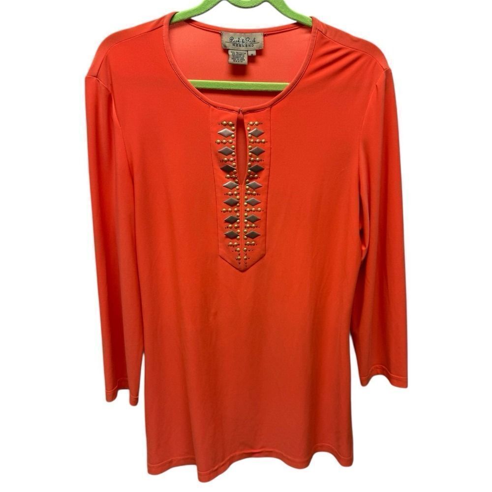Vintage Peck & Peck Weekend Orange Long Sleeve Blouse. Bohemian. Womens. Sz M